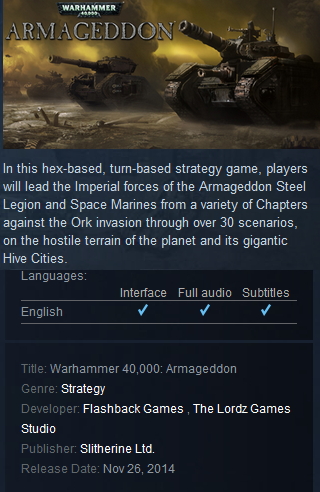 Warhammer 40,000 : Armageddon Steam - Click Image to Close